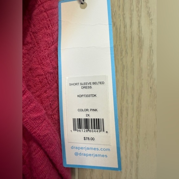 DRAPER JAMES RSVP™ Short Sleeve Belted Dress PINK size 2X NWT - Picture 5 of 7